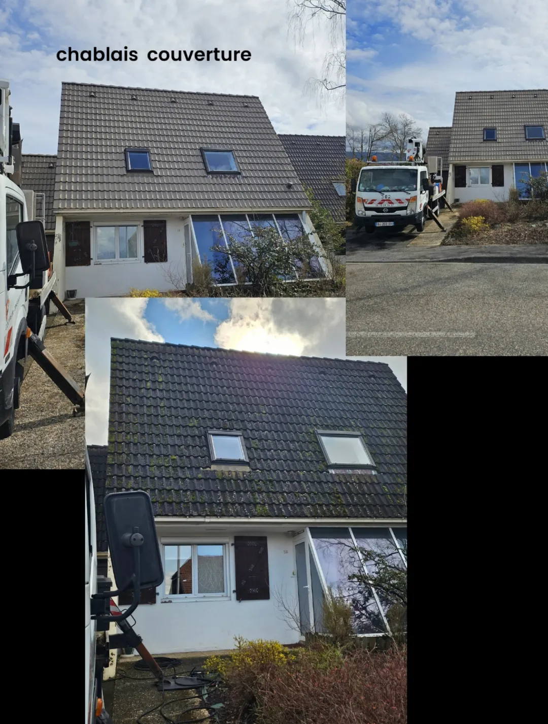 Comparaison avant et après nettoyage de la toiture d’une maison