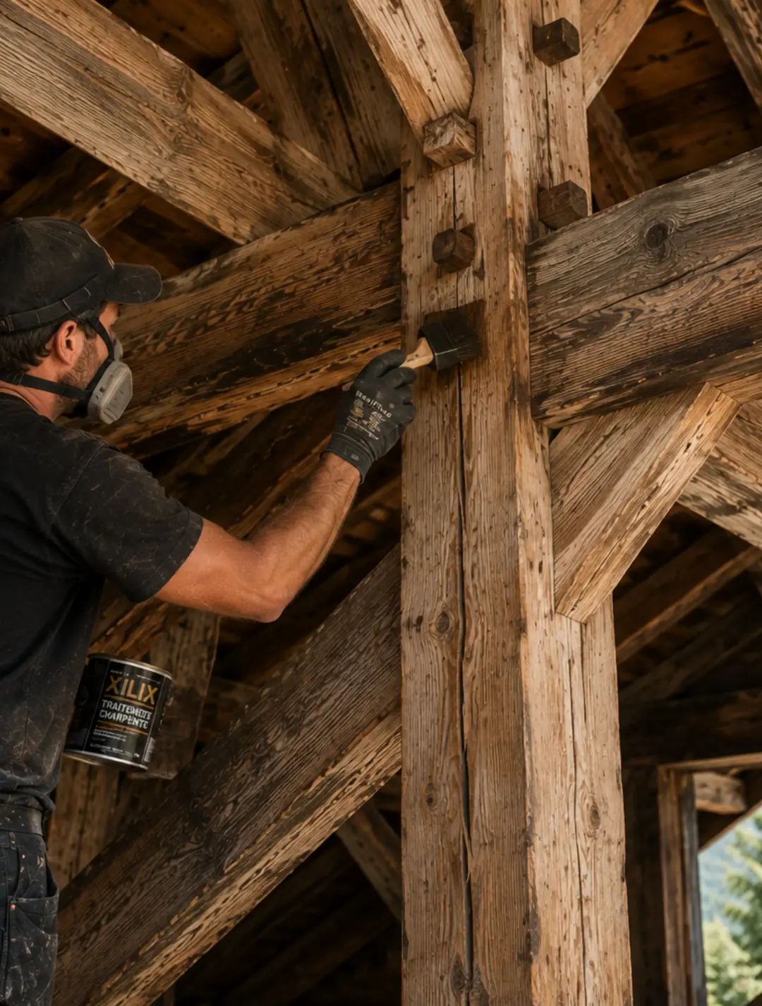 Traitement et rénovation d’une charpente bois de chalet